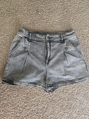 INC International Concepts High-Waist Washed Black Denim Shorts